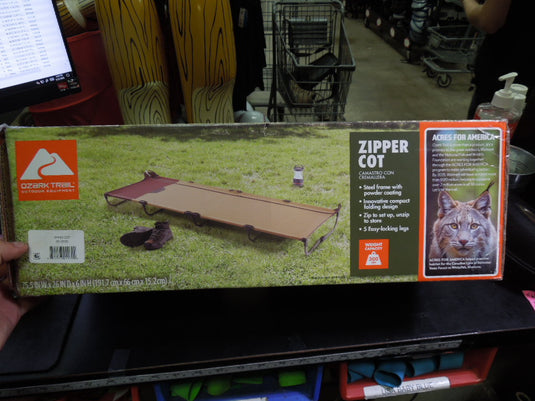 Used Ozark Trail Zipper Cot 300lb Weight Cap