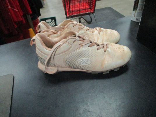 Used Rawlings Size 8.5 White Cleats