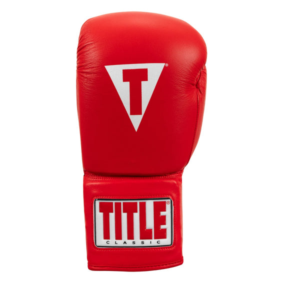 Load image into Gallery viewer, New Title Classic Leather Lace Training Gloves 2.0 - 16oz Red
