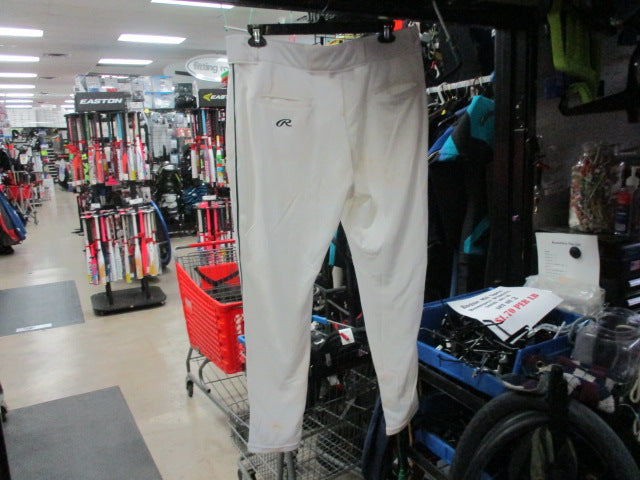 Load image into Gallery viewer, Used Rawlings White Open Bottom Baseball Pants Adult XL W/ Green Piping
