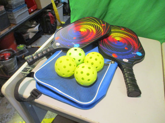 Used Panelsound Pickleball Set 2 Paddles 4 Balls