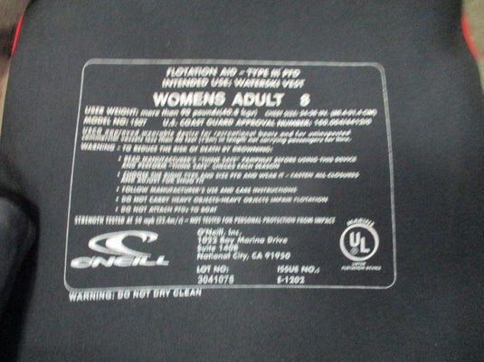 Used O'Neill Neoprene Women's Life Jacket Size 8