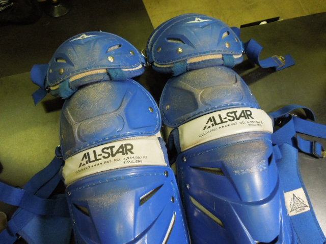 Load image into Gallery viewer, Used All Star LG30WPRO **** Adult Catcher's Shin Guards in Royal Blue
