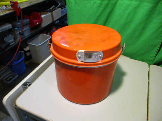 Used Vintage Orange Aluminum Camp Mess Kit Kitchen Pots , 6-Plates