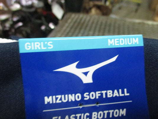 Used Mizuno Belted Elastic Bottom Navy Girls Size Medium Softball Pant