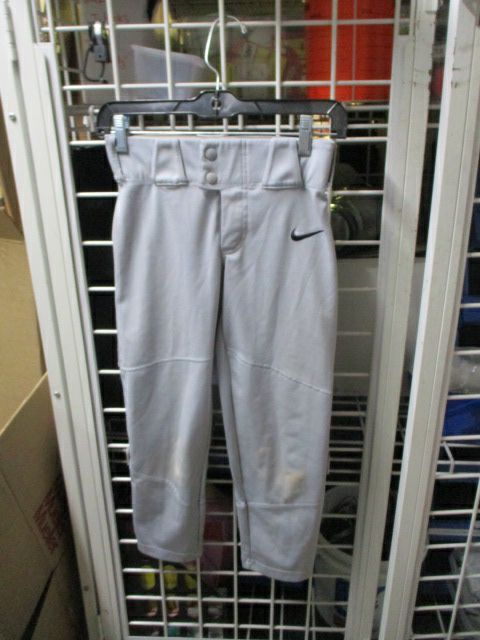 Used Nike Grey Open Bottom Pants Youth Size Small - stained on knee