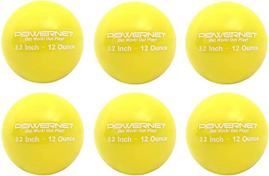 NEW PowerNet 12oz. Weighted Batting Training Ball Yellow 6 Pack-3.2"