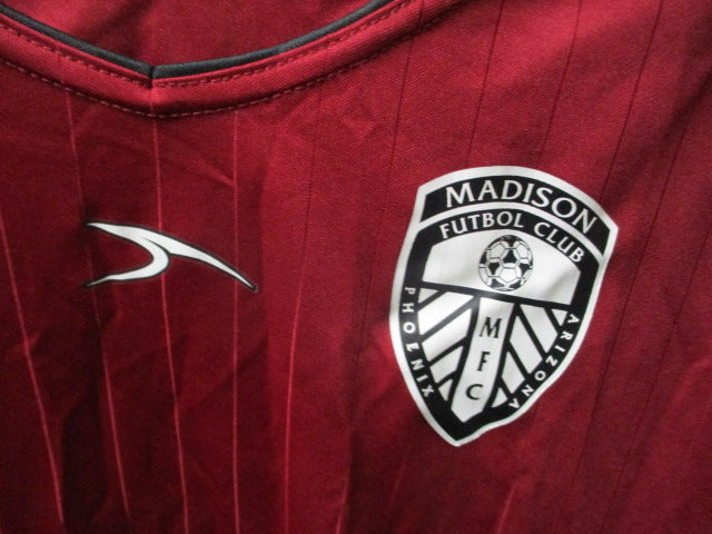 Load image into Gallery viewer, Used Score Madison Futbol Club Soccer Jersey Youth Size Large
