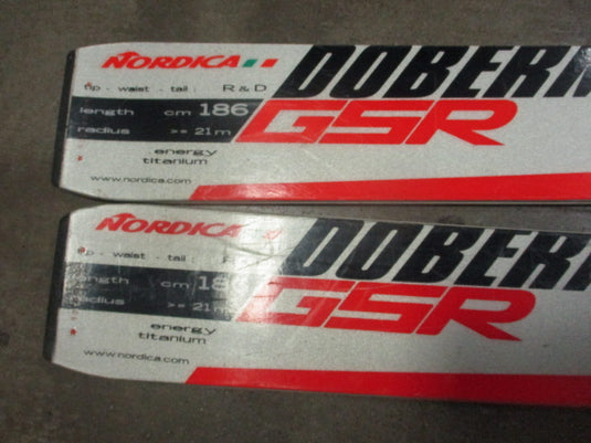 Used Nordica Doberman GSR 186cm World Cup Skis w/ Marker Race Plates