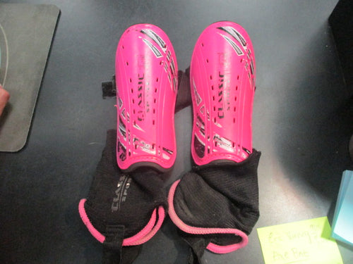 Used Classic Sports Pink Youth Small Soccer Shin Guards (Worn Straps)