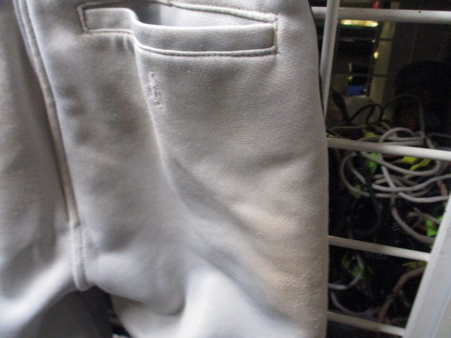 Load image into Gallery viewer, Used Mizuno Grey w/ Black Piping Open Bottom Pants Youth Size Medium - stained
