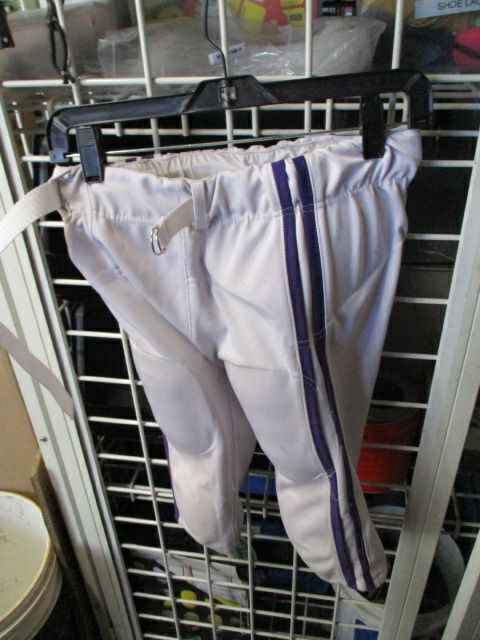 Used White and Purple Football Pants w/ Pads Youth Size Large - stained