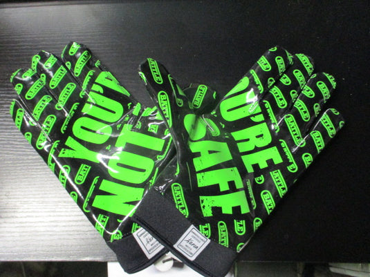 New Battle Cloaked "Nightmare" Neon Green Football Receiver Gloves - Youth XL