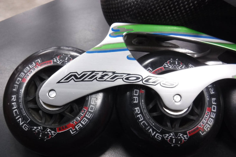Load image into Gallery viewer, Used Bont Speed Size 38 5 Wheel Racing In Line Skates
