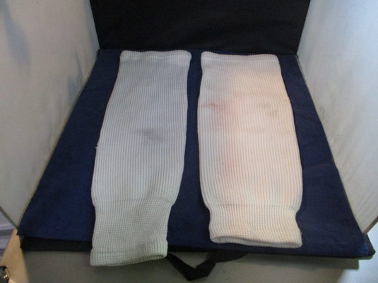 Used White Hockey Socks - red stain