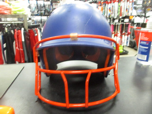 Used Schutt SSMC JAD Blue Medium Helmet W/ Orange Facemask (Inside Peeling)
