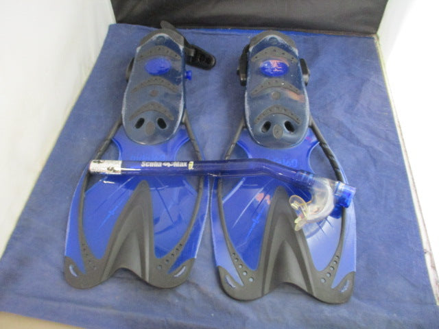 Load image into Gallery viewer, Used Scuba Max Sea Dolphin Fins w/ Snorkel Junior Size XL
