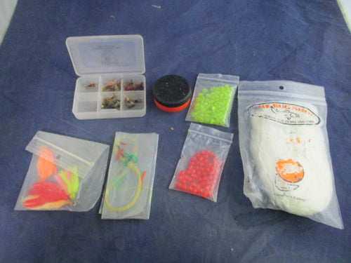 Used Assorted Fly Fishing Making Kit - hooks,worms, yarn, flys, beads