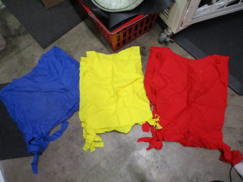 Used Homemade Soccer Pinnies / 2 Blue / 2 Red / 3 Yellow