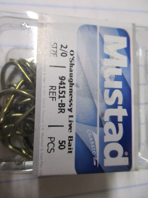 Mustad O'Shaughnessy Live Bait Sz. 2/0 Fish Hooks - 50 ct