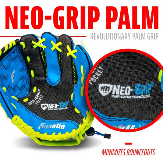 New Franklin Neo Grip 9" Teeball Glove w/ Ball - Blue