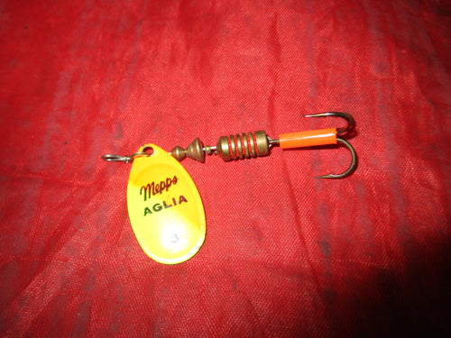 Used Mepps Aglia Plain Treble Spinner Size 3 Hot Orange/Chartreuse 1/4 Oz B3 HOC