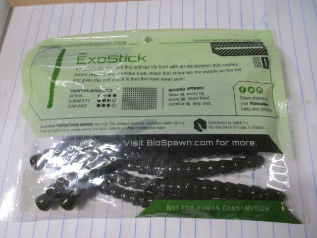 Load image into Gallery viewer, Biospawn ExoStick Pro Bait Green Pumpkin - 8 ct
