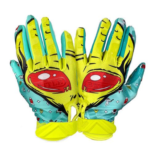 Load image into Gallery viewer, New Battle Cloaked &quot;Alien&quot; Green Football Receiver Gloves - Youth XL

