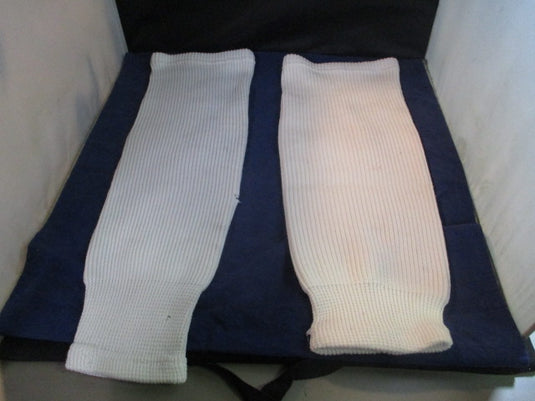 Used White Hockey Socks - red stain