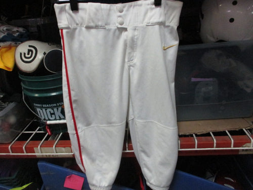 Used Nike White Knickers w/ Red Piping Baseball Pant Size Youth Large