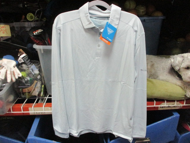 Load image into Gallery viewer, Columbia Omni-Shade Sun Deflector Grey Longsleeve Polo Shirt Adult Size Medium
