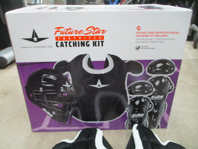 Load image into Gallery viewer, New All-Star Future Series Fastpitch Catcher&#39;s Set Ages 7-9 - Black
