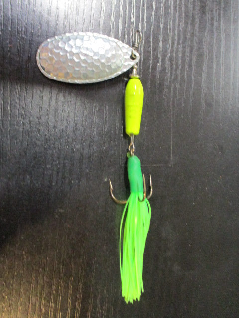 Used 1/2 oz Yellow and Green Rooster Tail Fishing Lure