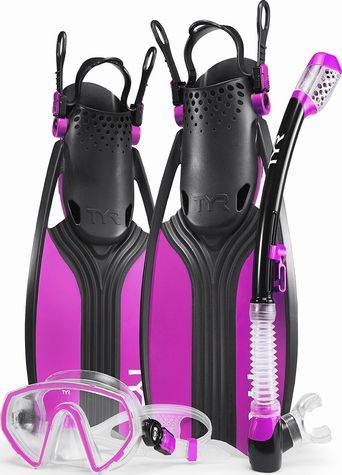 New TYR Voyager Mask Snorkel Fin Set -Small