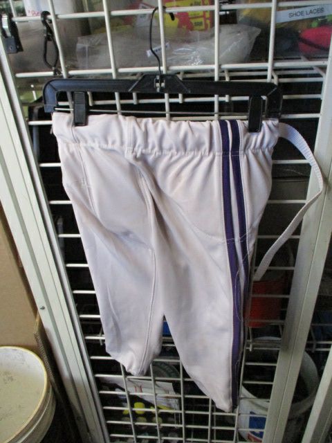 Used White and Purple Football Pants w/ Pads Youth Size Large - stained