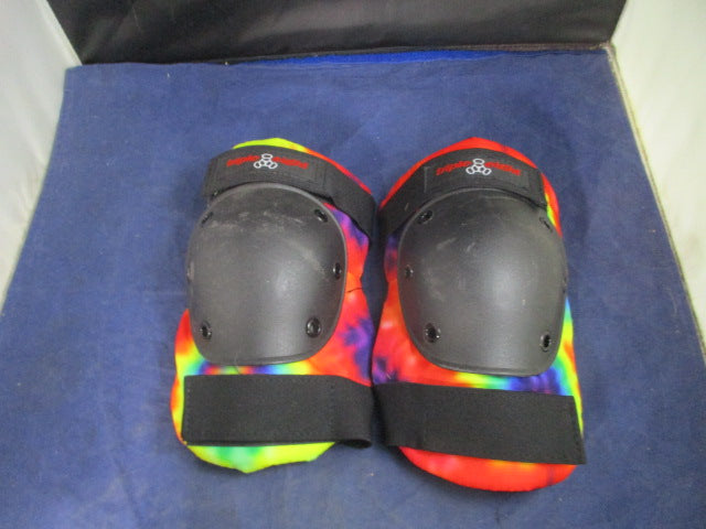 Load image into Gallery viewer, Used Triple Eight Rainbow Tie Dye Knee Pads Size Youth
