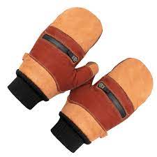 New Maroon Bell Water Buffalo Zipper Vent Top Leather Mittens Adult Size Large