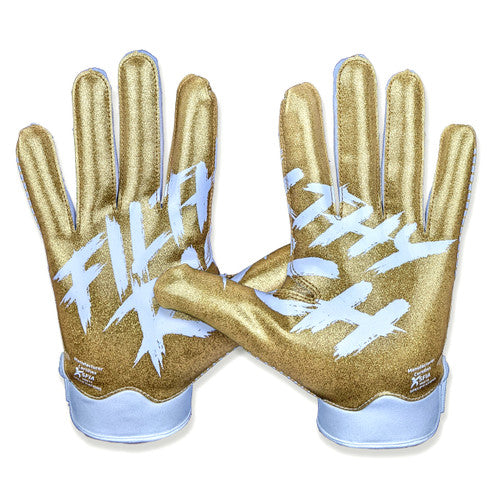 White and gold football gloves hotsell