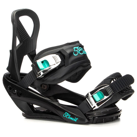 New 5th Element Women's Layla Snowboard Bindings Size Small (6-8) - Black/Teal