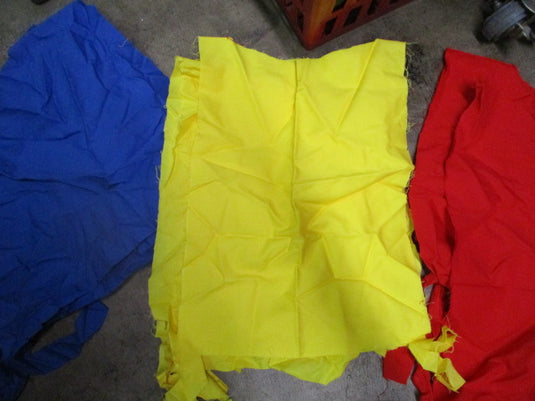 Used Homemade Soccer Pinnies / 2 Blue / 2 Red / 3 Yellow
