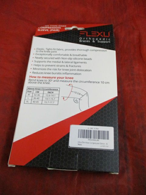 FlexU Ultra Thin Knee Compression Sleeve Pair Adult Size XL