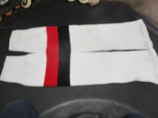 Used Sport Maska Hockey Socks White, Red, & Black