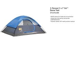 New Coleman Go! 2 Person Dome Tent 7' x 5' x 3'