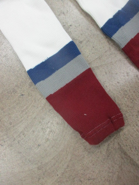 Used White/Maroon Sr. Hockey Socks