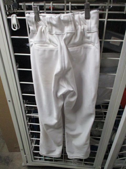 Load image into Gallery viewer, Used A4 White Open Bottom Black Pinned Striped Pants Youth Size Medium
