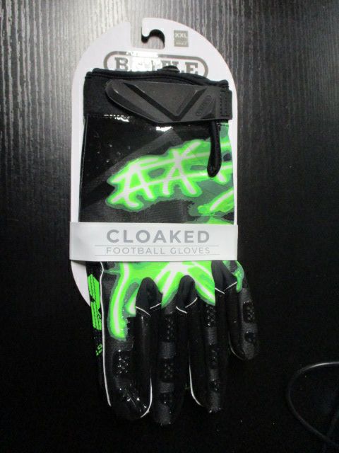 New Battle Cloaked "Nightmare" Neon Green Football Receiver Gloves - Youth XL