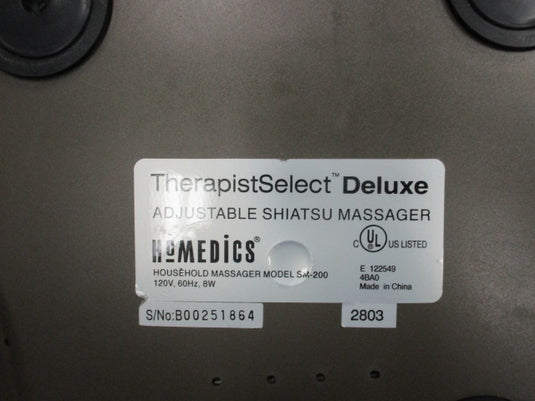 Used Homedics Adjustable Shiatsu Massager Therapist Select Deluxe