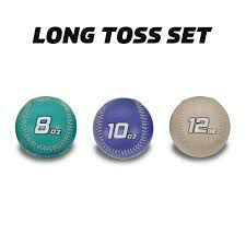 New PowerNet Long Toss Baseballs Set of 3 - 8, 10 & 12 oz. Training Baseballs