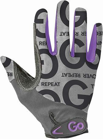 New Go Fit Women's Go Grip Full Finger Lifting Gloves Grey/Purple Size Medium