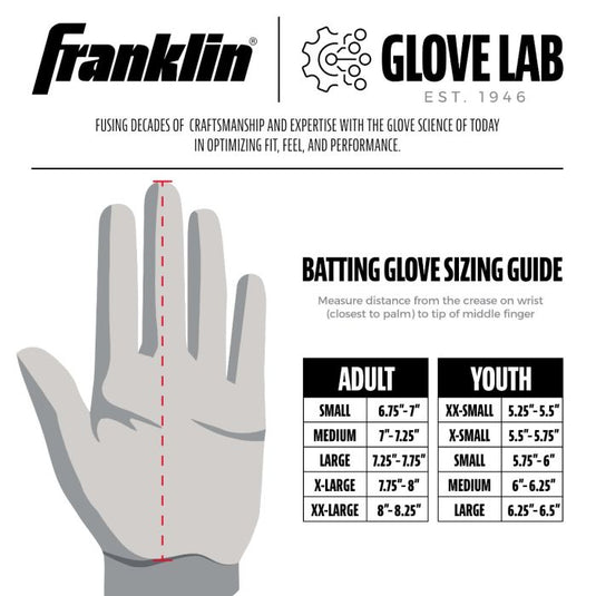 New Franklin 2nd-Skinz All White Batting Gloves Youth Size Large